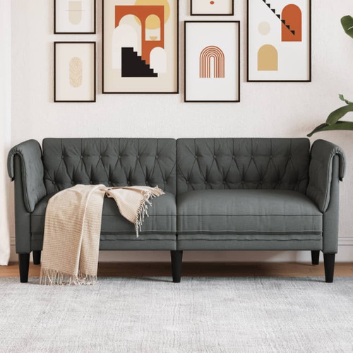 Chesterfield Sofa 2-Seater Dark Gray Fabric A949-372548